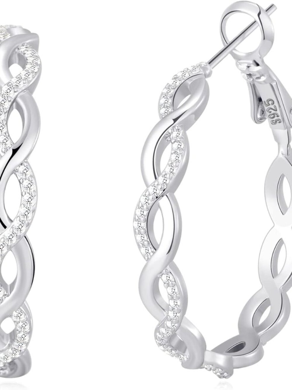925 Sterling Silver Earrings Hoops for Women Lightweight Twisted Hoop Earrings W
